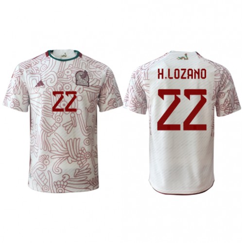 Meksyk Hirving Lozano #22 Koszulka Wyjazdowych MŚ 2022 Krótki Rękaw